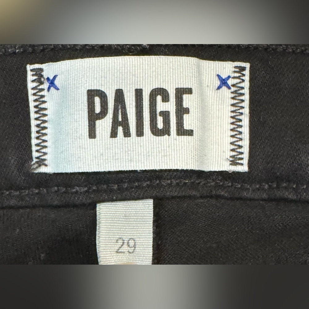 Paige Verdugo Distressed Crop Jeans Womens Size 29 Black Denim Pockets Fray Hem - Picture 7 of 14